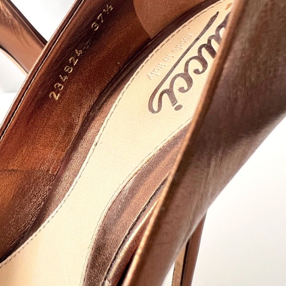 GUCCI bronze peep toe platform stiletto pumps Size EU 37 1/2 US 7 - Picture 8 of 10
